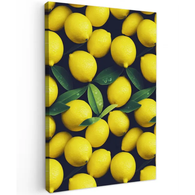 Gele - Citroenen - Druppels - Fruit Tuinposter op houten frame 2 cm dik klein 841 -3d