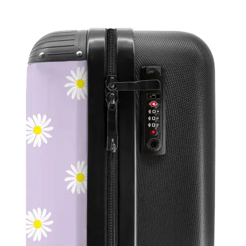 Pastel - Margrieten op lavendel paarse achtergrond NBS - Handbagage koffer - Kinderen Unisex middel -slot