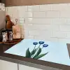 Tulpen - Blauw - Bladeren Inductie beschermer vinyl 3mm klein -sfeer3