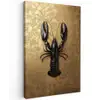 Kreeft - Zwart - Goud - Luxe Tuinposter op houten frame 2 cm dik klein -3d