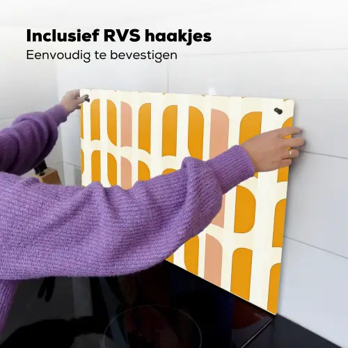 Geometrisch - Patroon - Geel - Roze Inductie beschemer met haakjes klein 777 -ky-ophangen-nl
