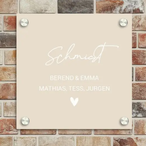 Effen - Beige - Sierlijk Naambord Vierkant klein -sfeer2