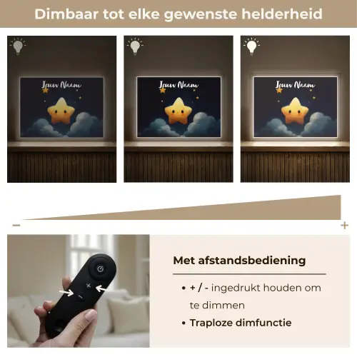 Ster - Gezichtje - Nacht - Wolken Light Box met batterij (Wandlamp kind) middel -USP_dimbaarNL