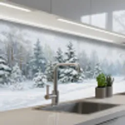 Bospad - Dennen - Sneeuw - Winter - Rustgevend keuken achterwand 2 middel -3d_schuin