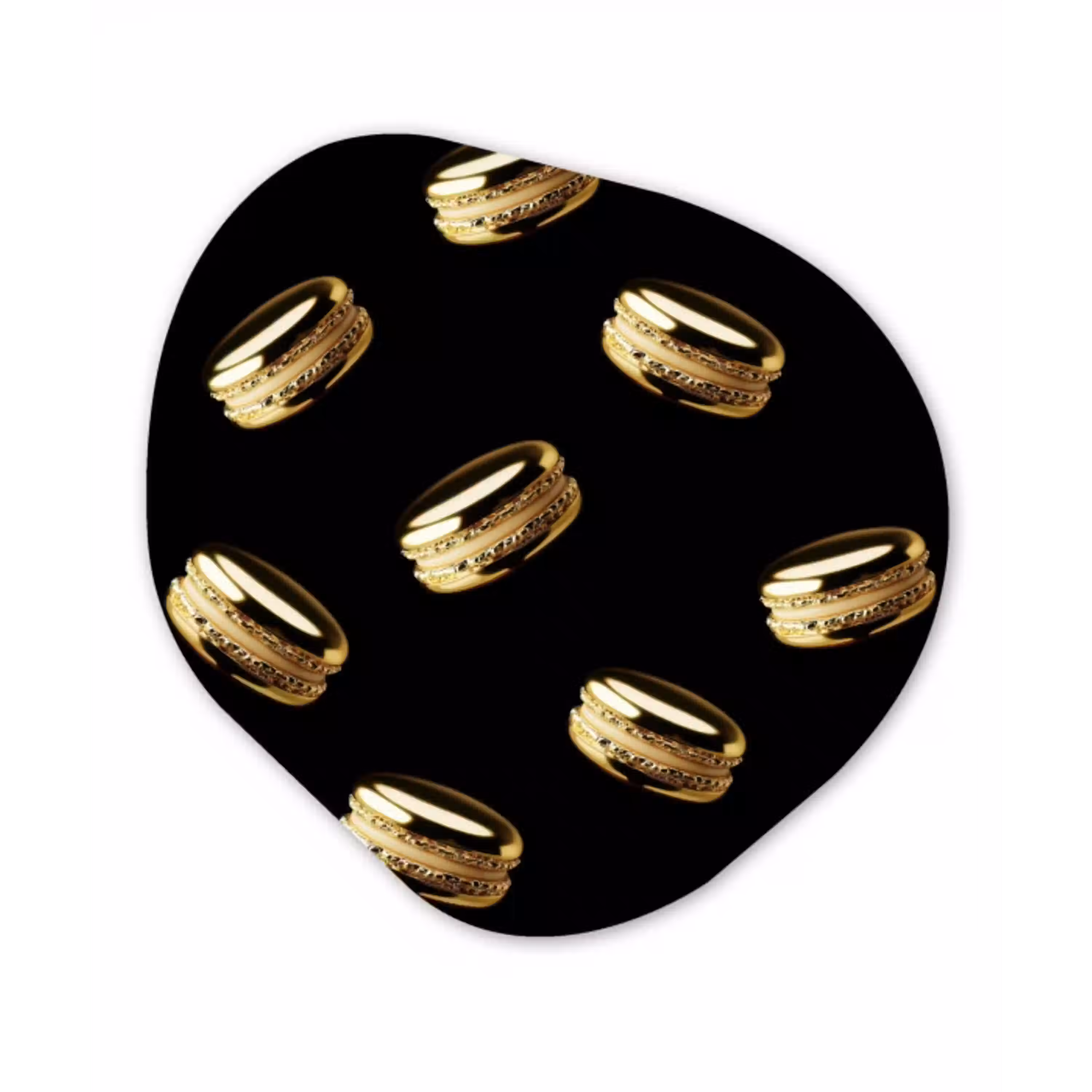 Macarons - Patroon - Goud - Zwart Wandcirkel Organisch Plexiglas middel -3d