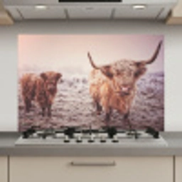 Schotse Hooglanders - Sneeuw - Zon keuken achterwand spatscherm klein -3d_website