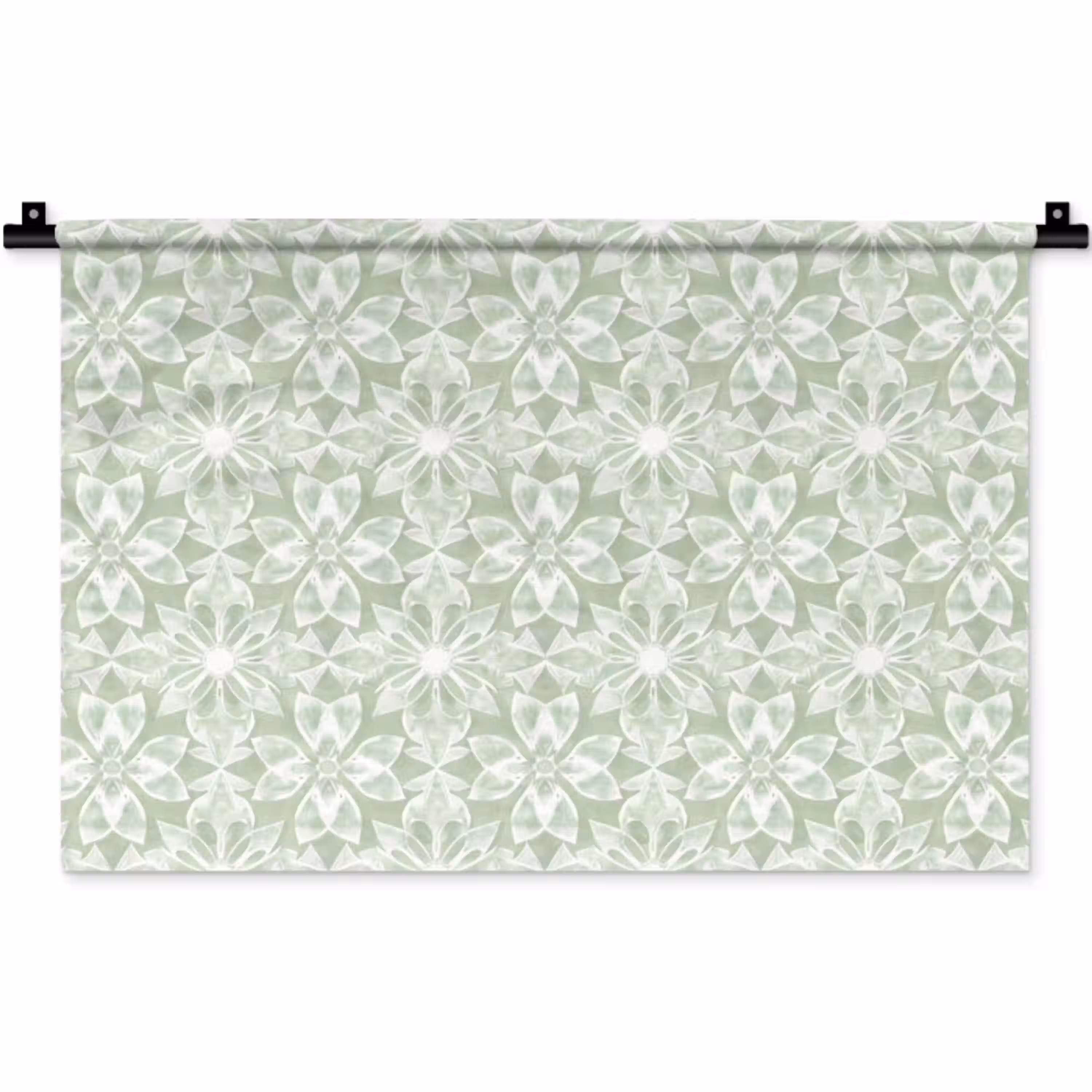 Saliegroen - Symmetrisch - Mandala - Ornament - Patroon Wandkleed katoen klein 269 -zz3d