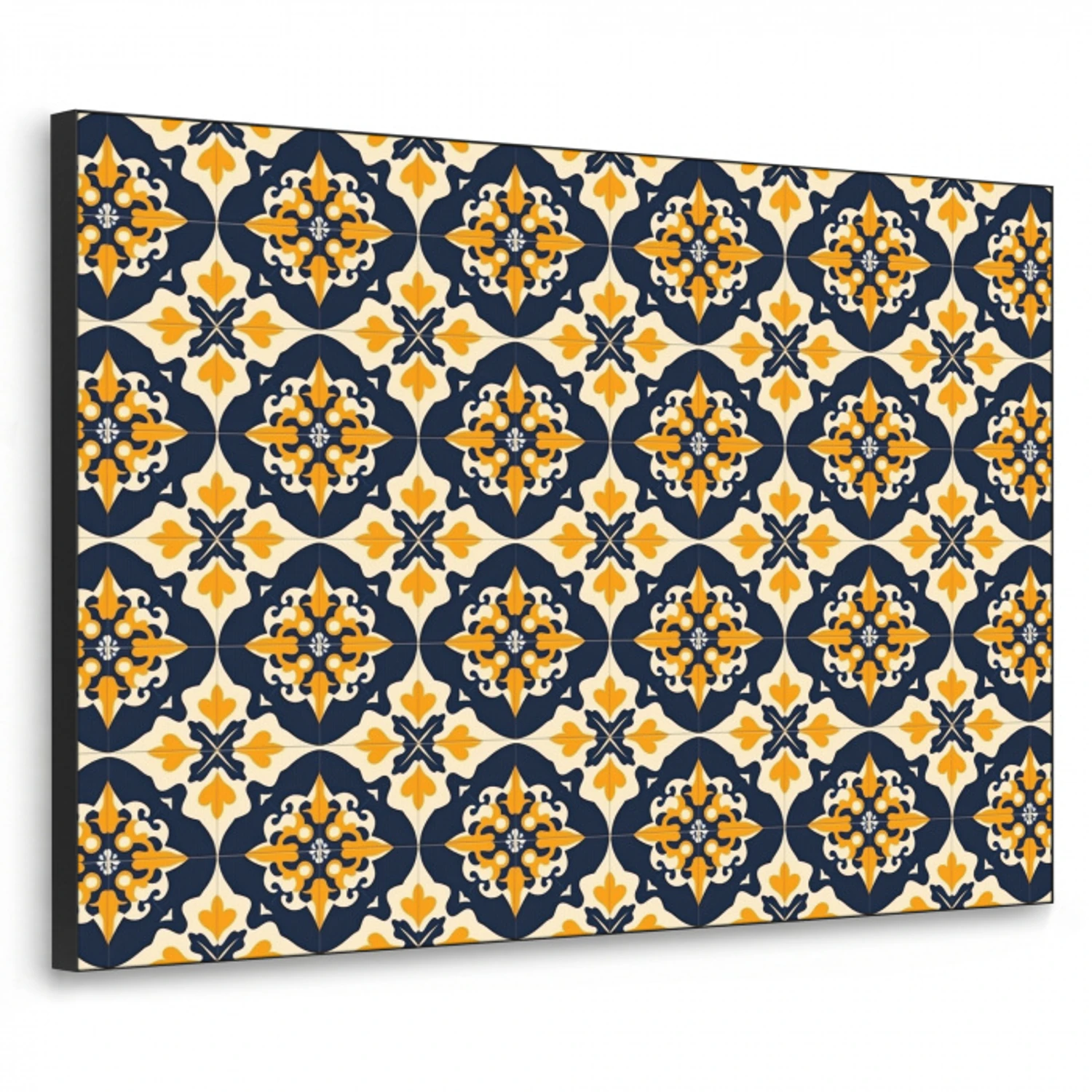 Patroon - Siertegel - Kleurrijk Textielframe zwart klein 947 -3d