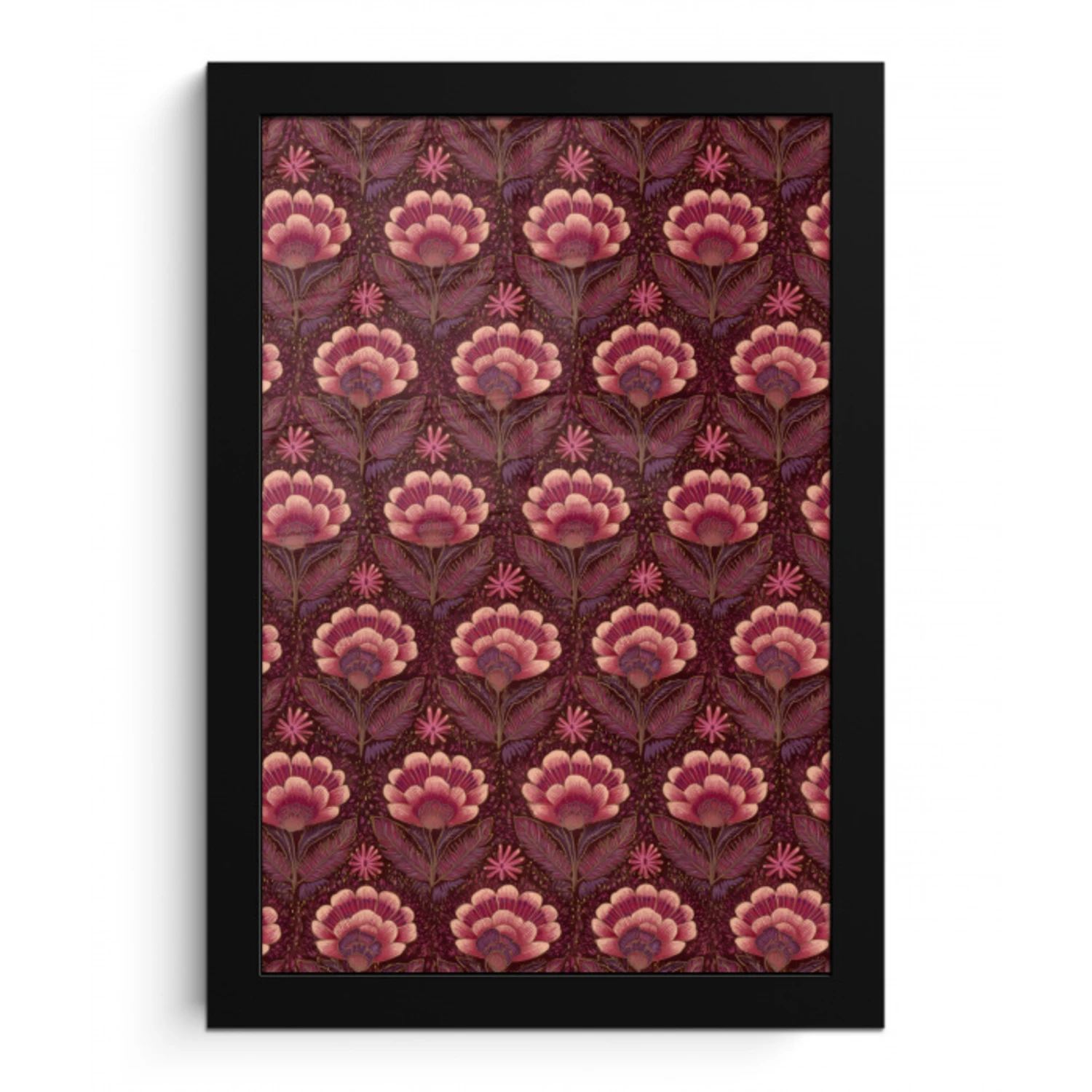 Bloemen - Waaier - Paars fotolijst zwart zonder passe partout klein 224 -3d