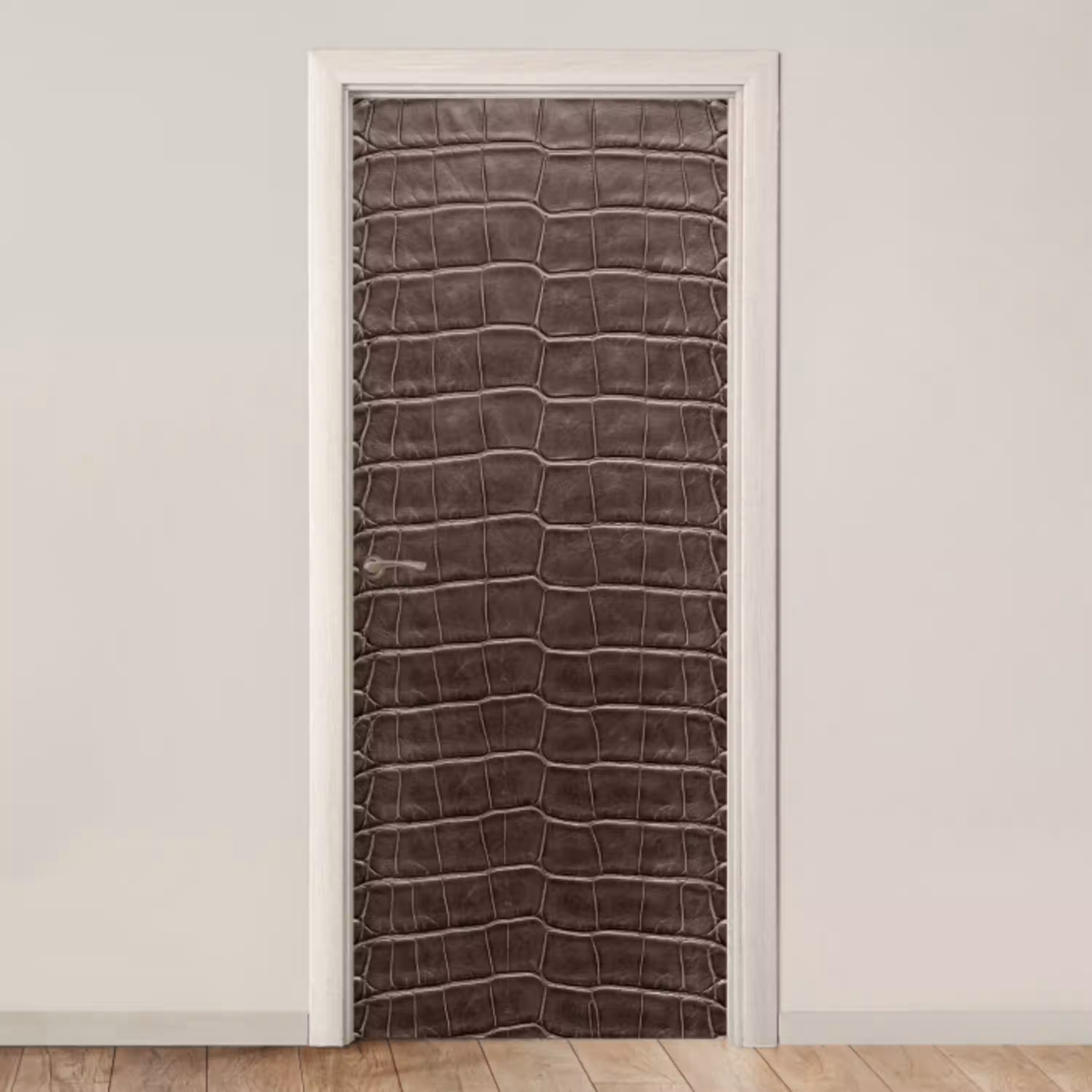 Leer - Krokodil - Mat deurposter klein -3d_beige