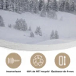 Berg - Sneeuw - Winter - Natuur - Wit Akoestische PET Vilt - Rond klein -closeup_FR