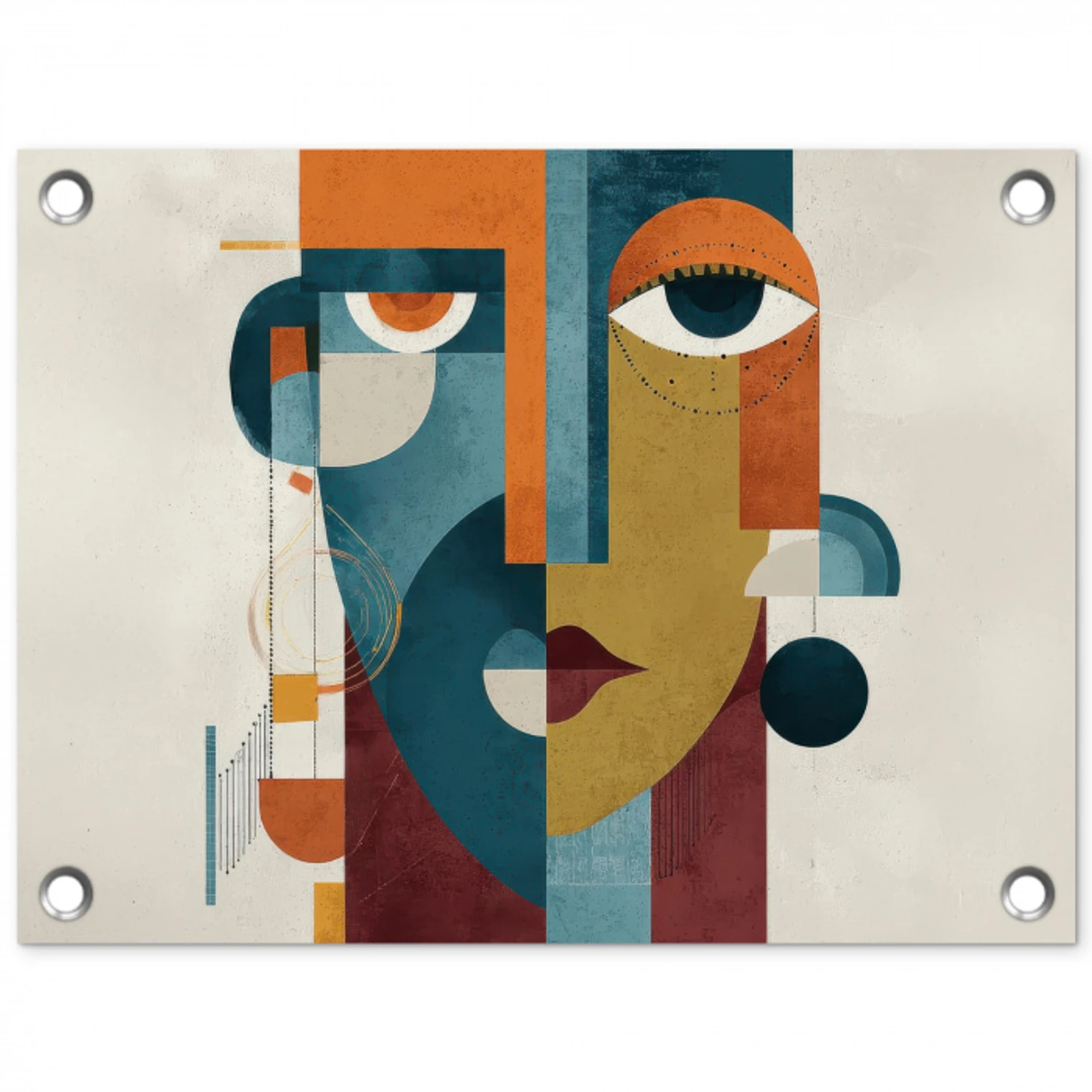 Geometrisch - Strakke vormen - Kleurrijk tuinposter los doek klein -3d
