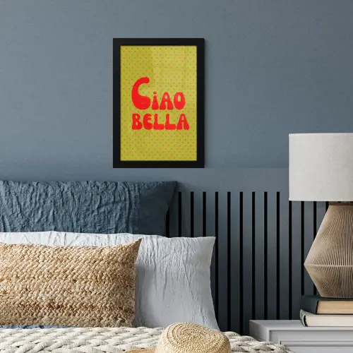 Ciao bella - Rood - Groen - Stippen fotolijst zwart zonder passe partout klein -sfeer3