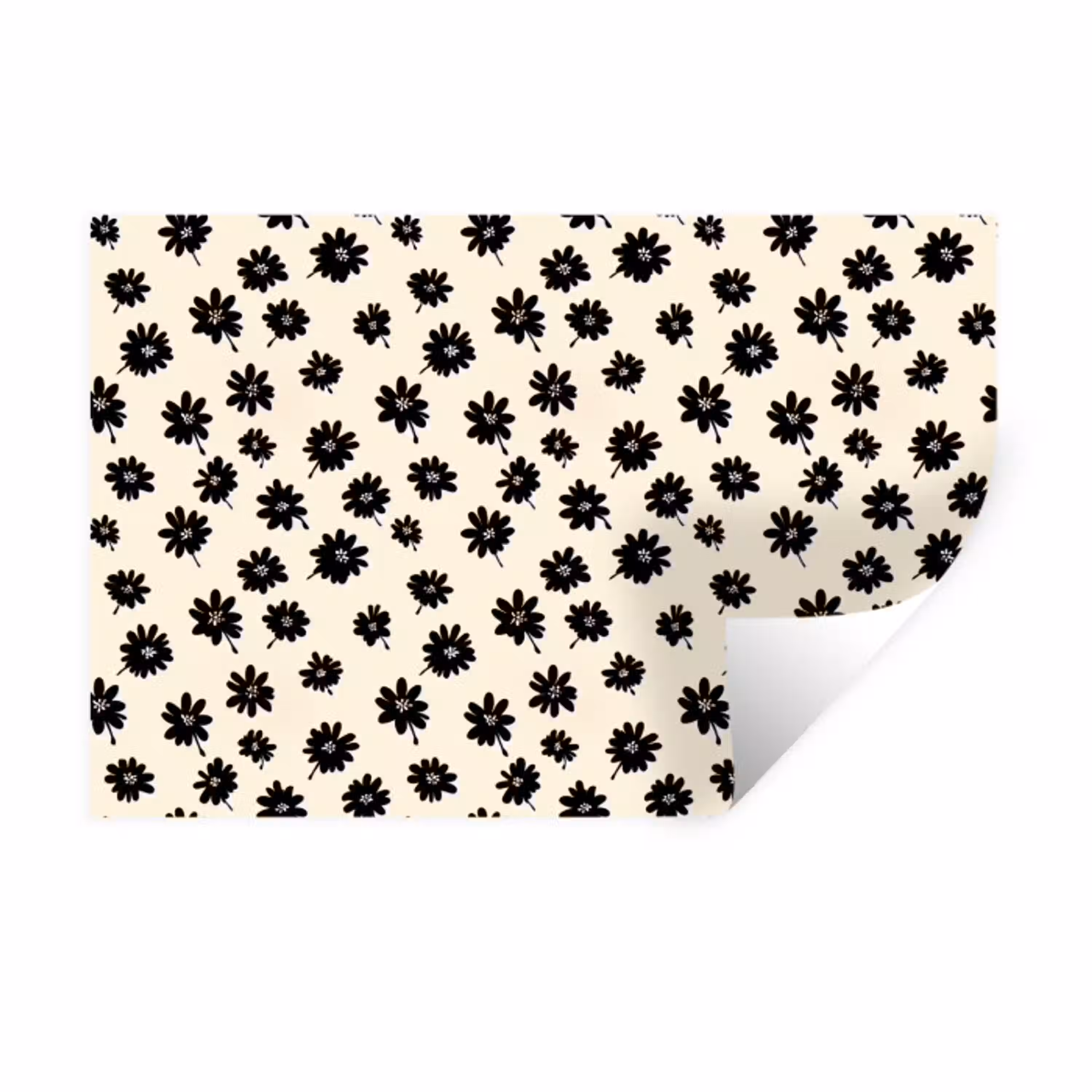 Madeliefjes - Grafisch - Zwart - Beige Muursticker klein 286 -3d