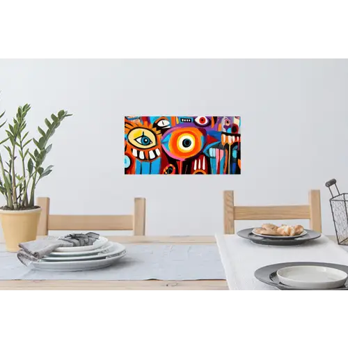 Abstract - Gezicht - Kleurrijk Muursticker klein -eettafel