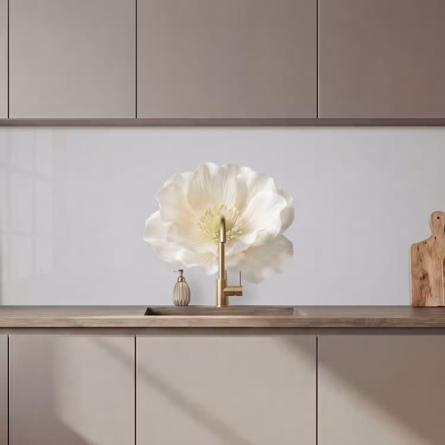 Küchenrückwand - Blume - Minimalistisch -Weiß
