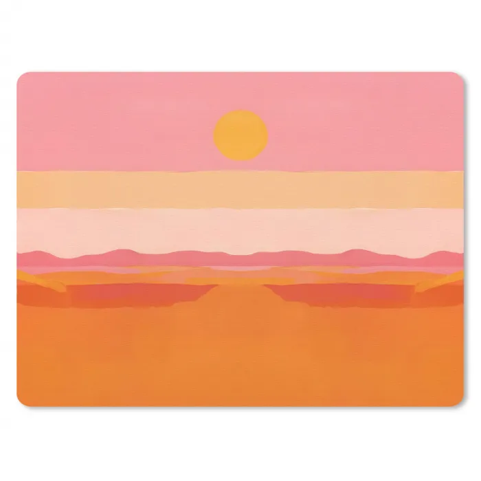 Zon - Abstract - Landschap - Oranje muismat rubber klein -3d
