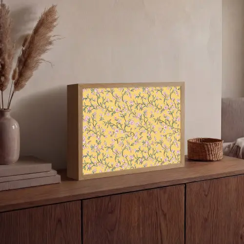 Bloemen - Motief - Geel Light Box met batterij (Wandlamp) middel 907 -sfeer2