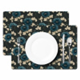 Botanisch - Bloemen - Blauw Placemat vinyl groot 368 -zzsfeer2_Kitchenyeah-website