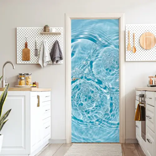Water - Blauw - bubbels deurposter klein -sfeer5