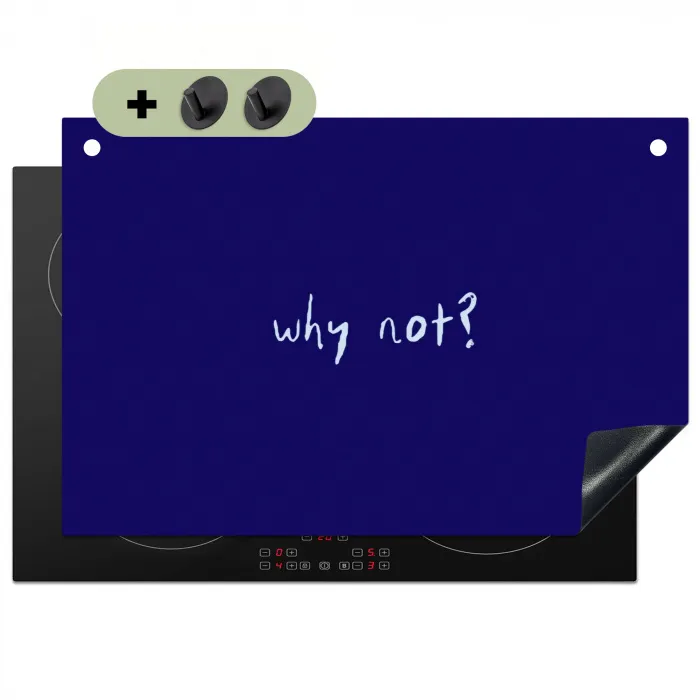 Why not - Blauw - Handgeschreven Inductie beschemer met haakjes klein -3d