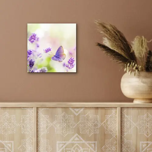 Lavendel - Vlinder - Bloemen aluminium wit klein -sfeer4