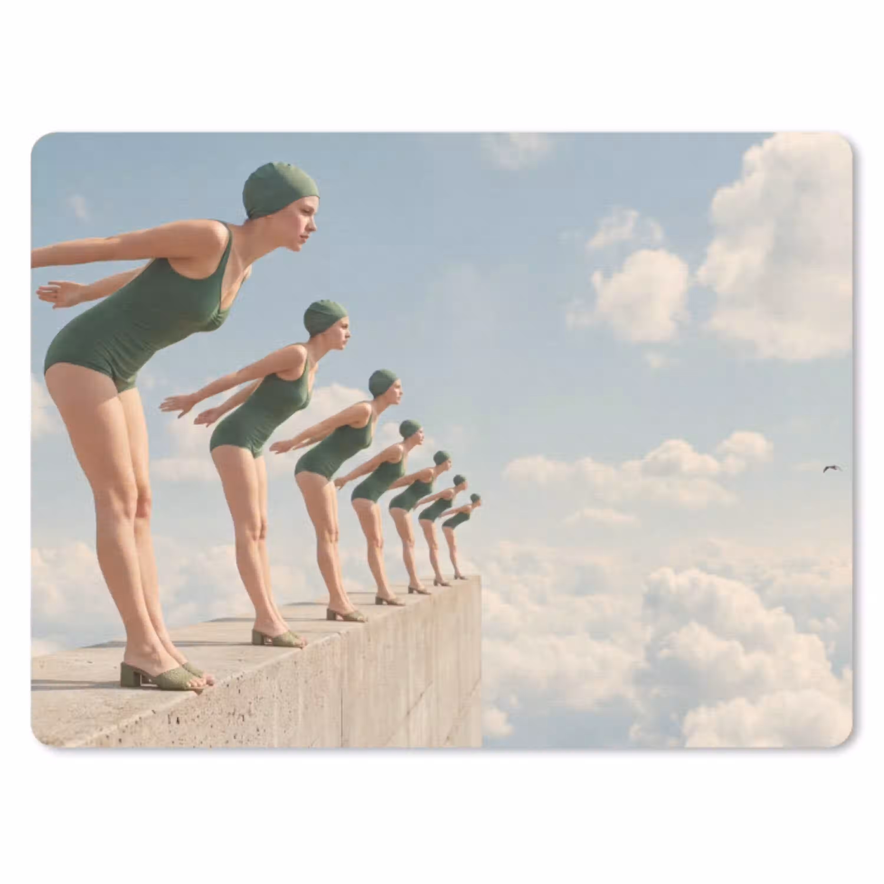 Vrouwen - Duikhouding - Wolken muismat rubber klein -3d
