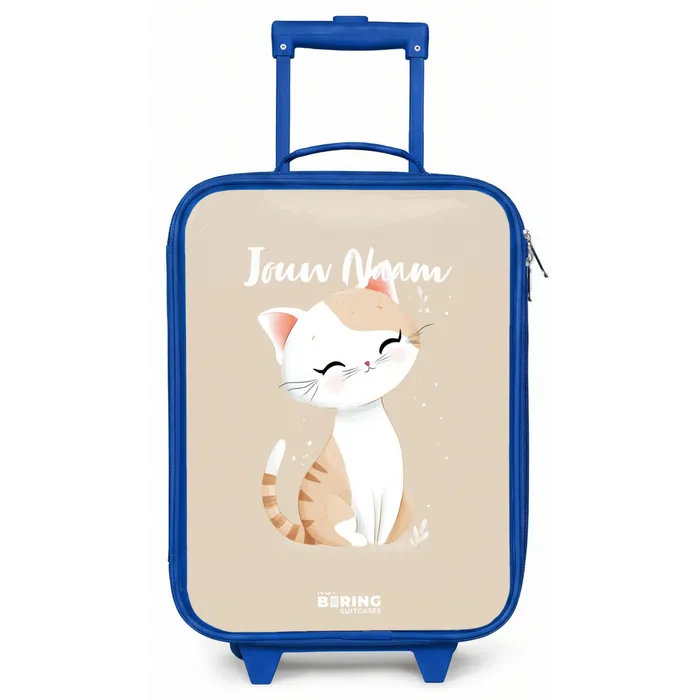 Kitten in de kleuren beige en wit Kinderkoffer - Blauw klein -zz3dotto