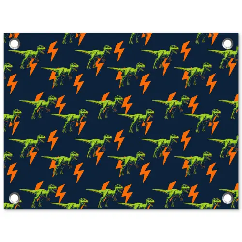 Bliksemschichten - Oranje - Dinosaurussen tuinposter los doek klein -3d