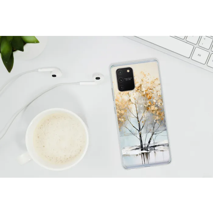 Winter - Bomen - Natuur - Acryl - Kunst Telefoonhoesje Samsung Galaxy S10 Lite klein -oordopS10Lite