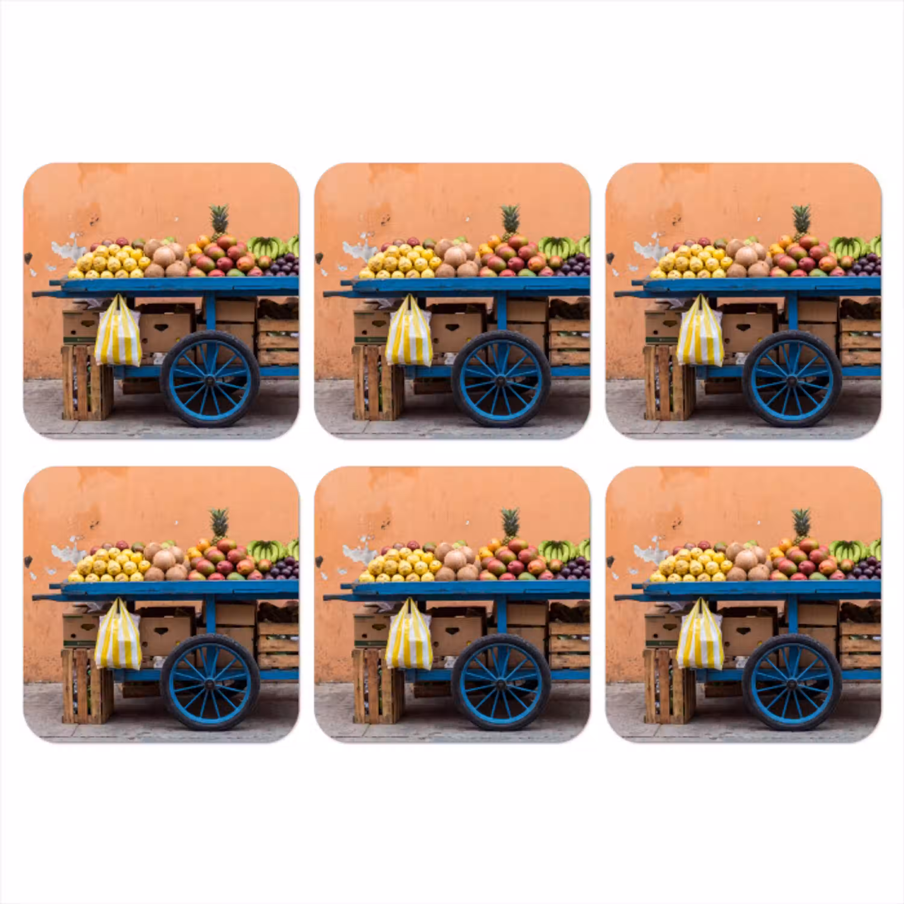 Fruit - Kar - Straat onderzetter kurk middel -3d