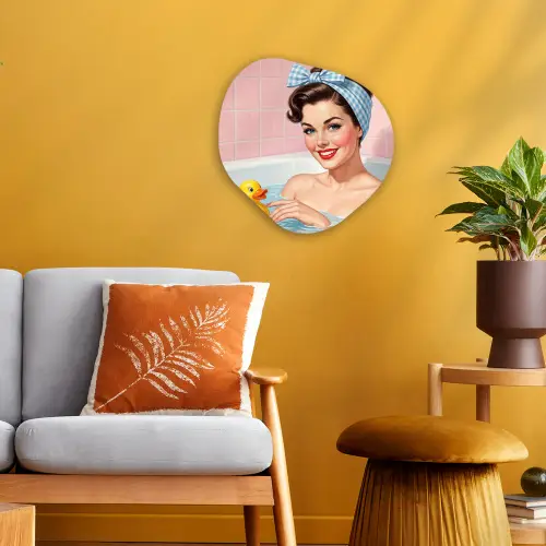 Badkamer - Eend - Blauw Wandcirkel Organisch Forex 3mm klein -sfeer4