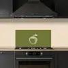 Lijntekening - Appel - Olijfgroen - Blaadje keuken achterwand spatscherm klein -sfeer1