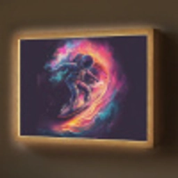 Astronaut - Ruimte - Surfen - Kleurrijk Light Box met batterij (Wandlamp) middel -z3d_website