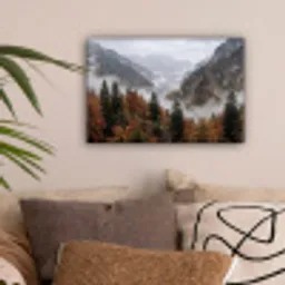 Bergen - Vallei - Mist - Herfst - Natuur canvas 2cm klein -sfeer1