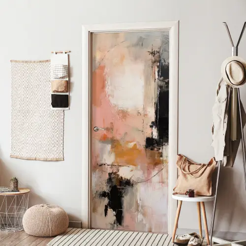 Kunst - Abstract - Beige - Verf deurposter klein -sfeer6