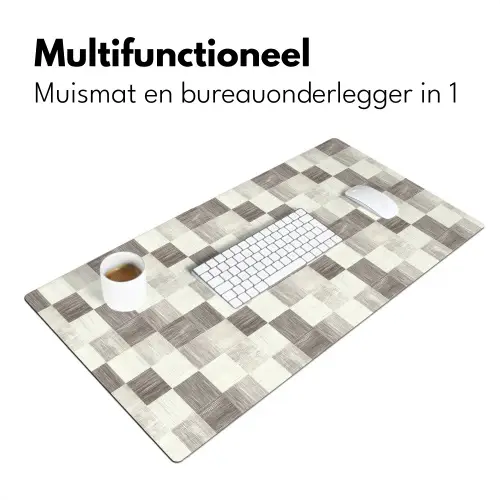 Patroon - Dambord - Houtnerf Muismat XXL klein 681 -sfeer4