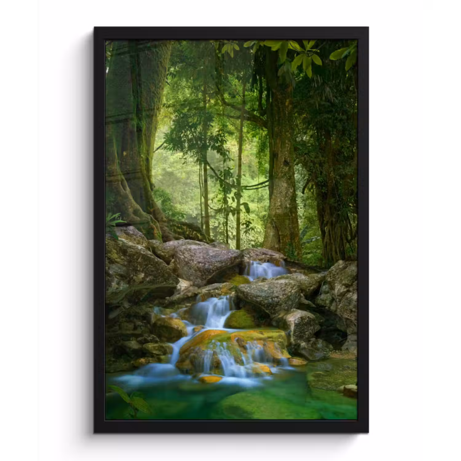 Poster met lijst - Jungle - Stenen - Water - Natuur - Planten
