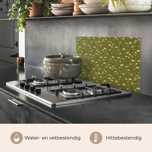 Landelijk - Bloemen -  Groen keuken achterwand spatscherm klein 900 -usp_NL