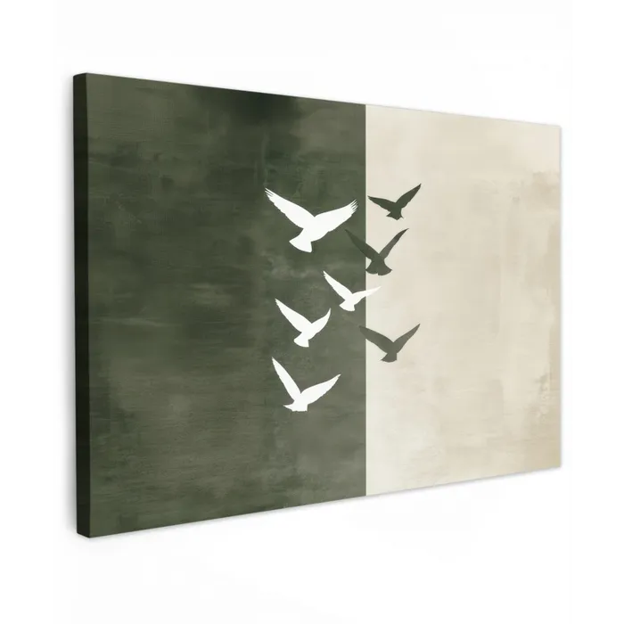 Japandi - Vogel - Groen canvas 2cm klein -z3d