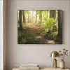 Bos - Bomen - Pad - Zon - Planten - Bladeren - Natuur Textielframe - compleet frame klein -sfeer2