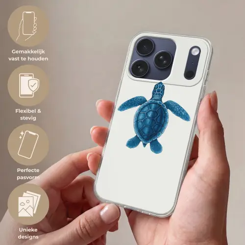 Schildpad - Blauw - Schild Telefoonhoesje iPhone 17 Pro klein -sfeer3_NL