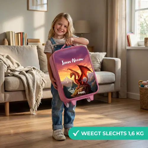 Rode reuzendraak Kinderkoffer - Roze klein -sfeer2_NL