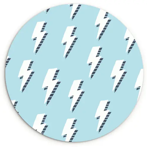 Blauw - Wit - Patroon - Bliksem Wandcirkel plexiglas klein 852 -3d