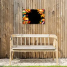 Fastfood - Graffiti - Hamburger - Eten - Modern Tuinposter op houten frame 2 cm dik klein -sfeer4