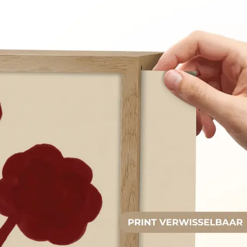 Bloemen - Bladeren - Rood - Minimalistisch Light Box met batterij (Wandlamp) middel -USP_websiteprintNL