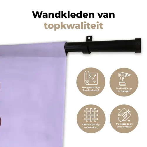 Eend - Sjaal - Paars Wandkleed katoen klein -sfeer2