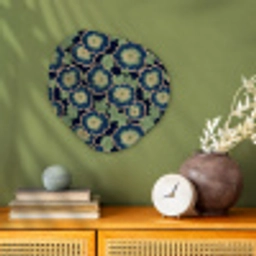Bloemen - Borduurwerk - Patroon - Blauw - Groen Wandcirkel Organisch Forex 3mm klein 629 -sfeer2