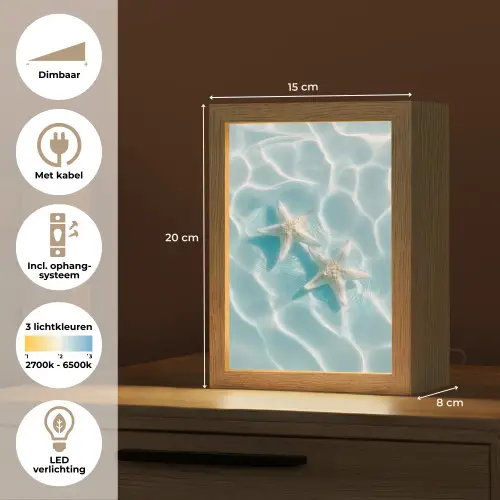 Zeesterren - Golvend water - Rustgevend Light Box met kabel (Tafellamp) klein -USP_NL