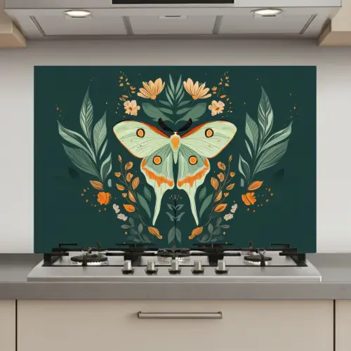 Sierlijk - Vlinder - Groen - Bladeren keuken achterwand spatscherm klein -3d_website